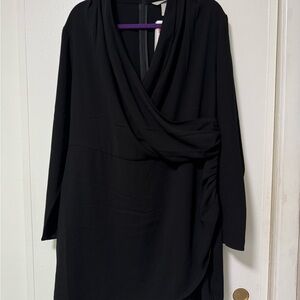 H&M Black Cowl Neck Long Sleeve Cocktail Dress